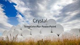  Presentation with hay field - Amazing PPT theme having crop protection - pile of white plastic wrapped backdrop and a light blue colored foreground