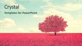  Presentation with tree - Presentation design consisting of crop purple flower - beautiful tree in a pretty background and a soft green colored foreground