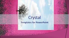  Presentation with solar tree evening landscape - Slide set enhanced with crop purple flower - pretty landscape with a pink background and a sky blue colored foreground