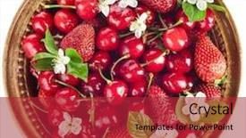  Presentation with sweet potato crop - PPT theme with crop purple flower - sweet cherries and strawberries flowering background and a red colored foreground