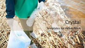  Presentation with plastic bag - Presentation enhanced with crop unrecognizable activist in green background and a soft green colored foreground