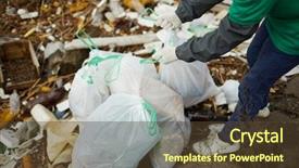  Presentation with hybrid crop - Theme featuring crop unrecognizable volunteer in green background and a tawny brown colored foreground