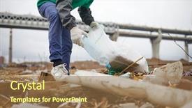  Presentation with crop - PPT theme having crop unrecognizable volunteer standing background and a coral colored foreground