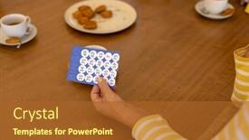  Presentation with assisted living - Slide set with cropped-hand-of-biracial-senior background and a red colored foreground