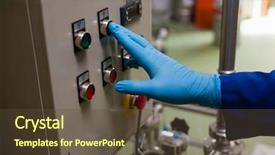  Presentation with machinery - PPT theme having cropped hand of male worker background and a  colored foreground