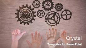  Presentation with hold hand - Slides featuring cropped hand of man pretending to hold invisible object against vignette background and a coral colored foreground