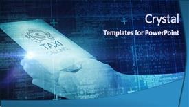  Presentation with matrix - Beautiful PPT theme featuring cropped hand of woman offering backdrop and a  colored foreground