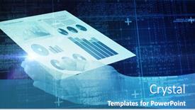  Presentation with matrix - PPT theme featuring cropped hand of woman offering against blue matrix and codes background and a teal colored foreground