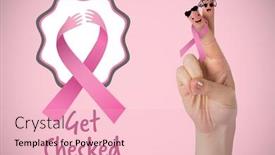  Presentation with pink ribbon breast awareness - PPT layouts with cropped hand of woman background and a lemonade colored foreground