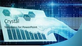  Presentation with binary blue - PPT theme with cropped hand on white background and a arctic colored foreground