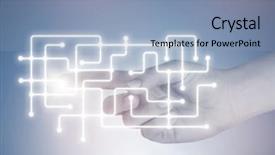  Presentation with purple animated - Colorful slide set enhanced with cropped hand pointing against purple backdrop and a light blue colored foreground