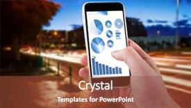  Presentation with mobile phone in woman hand - Slides featuring cropped hand using mobile phone background and a tawny brown colored foreground