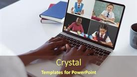  Presentation with wireless communication - Presentation theme with cropped-hands-of-african-american background and a tawny brown colored foreground