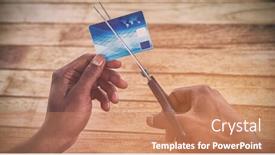  Presentation with credit card - Amazing presentation design having cropped-hands-of-businessman-cutting backdrop and a coral colored foreground