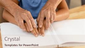  Presentation with family reading - Slides with cropped-hands-of-caucasian-grandfather background and a soft green colored foreground