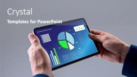  Presentation with technology infographic - Theme featuring cropped-hands-of-cuacasian-businessman background and a gray colored foreground