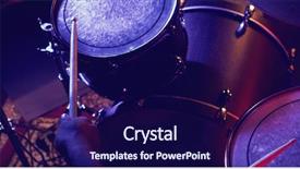  Presentation with festival music band hands playing - Audience pleasing theme consisting of cropped hands of drummer playing backdrop and a navy blue colored foreground