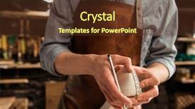  Presentation with shoe - Amazing PPT layouts having cropped image of a shoemaker backdrop and a tawny brown colored foreground