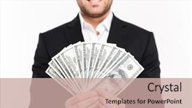  Presentation with people lost money fired businessman - Amazing presentation theme having cropped image of a smiling backdrop and a coral colored foreground