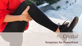  Presentation with exercises - Amazing slides having cropped image of a young sports woman doing stretching exercises outdoors backdrop and a lemonade colored foreground