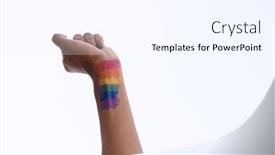  Presentation with gay rainbow flag - Presentation theme featuring cropped-image-of-african-american background and a sky blue colored foreground