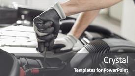  Presentation with mechanic - Presentation design enhanced with cropped image of automobile mechanic background and a dark gray colored foreground