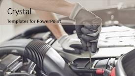  Presentation with automobile - Cool new PPT theme with cropped image of automobile mechanic backdrop and a coral colored foreground