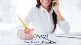  Presentation with focus - Slides consisting of cropped image of business woman background and a sky blue colored foreground