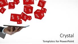  Presentation with percentage - Presentation theme featuring cropped image of businessman holding background and a  colored foreground