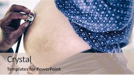  Presentation with doctor examining a newborn baby - Cool new PPT layouts with cropped image of doctor examining backdrop and a lemonade colored foreground