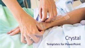  Presentation with female hospital patient - PPT theme enhanced with cropped image of female nurse background and a sky blue colored foreground