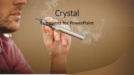  Presentation with electronic - Slide deck with cropped image of man smoking electronic cigarette against grey background with vignette background and a coral colored foreground