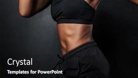  Presentation with black hand - PPT theme with cropped image of muscular african american woman in sportswear and hand wraps running isolated over black background background and a black colored foreground