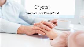  Presentation with cafe - Slides enhanced with cropped image of sensual lovely couple holding hand each other while sitting by the table in cafe background and a white colored foreground