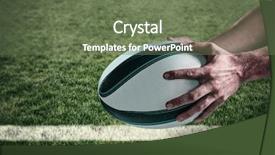  Presentation with sport - Cool new PPT theme with cropped image of sports player backdrop and a tawny brown colored foreground