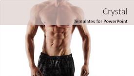  Presentation with standing strong - Presentation theme consisting of cropped image of strong handsome young sportsman standing isolated over white background and posing background and a soft green colored foreground