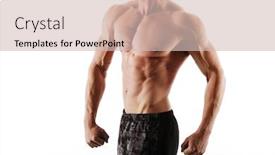  Presentation with standing strong - Presentation featuring cropped image of strong handsome young sportsman standing isolated over white background and posing background and a soft green colored foreground