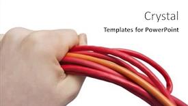  Presentation with hardware computer - Slides featuring cropped image of technician holding computer hardware cables over white background background and a white colored foreground