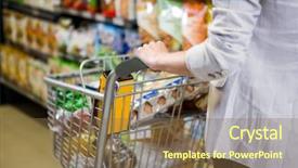  Presentation with supermarket trolley - PPT layouts enhanced with image of woman pushing trolley background and a tawny brown colored foreground
