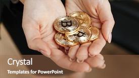  Presentation with bitcoins - Beautiful presentation theme featuring cropped image of young business backdrop and a  colored foreground