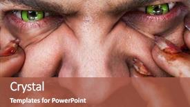  Presentation with scary - Colorful presentation design enhanced with cropped image of scary man' backdrop and a red colored foreground