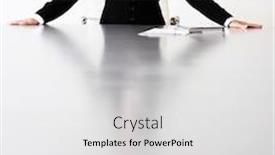  Presentation with photo - PPT theme enhanced with cropped-photo-of-businesswoman background and a light gray colored foreground