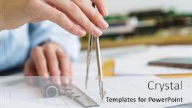  Presentation with compass - PPT theme featuring cropped-photo-of-caucasian-woman background and a white colored foreground