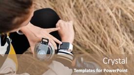  Presentation with smartwatch - Audience pleasing presentation consisting of cropped-photo-of-nice-brunette backdrop and a coral colored foreground