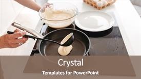  Presentation with cooking - Beautiful slide deck featuring cropped photo of woman cooking backdrop and a violet colored foreground