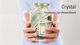  Presentation with cash - Beautiful slides featuring cropped photo of womans hands backdrop and a  colored foreground