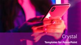  Presentation with neon - Colorful presentation theme enhanced with cropped-photo-of-young-woman backdrop and a violet colored foreground