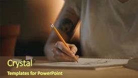  Presentation with writing notes - Beautiful presentation design featuring cropped photo of young woman backdrop and a tawny brown colored foreground