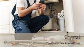  Presentation with plumber - Colorful slide set enhanced with cropped-picture-of-young-man backdrop and a mint green colored foreground