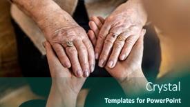  Presentation with patient and nurse holding hands - Colorful PPT theme enhanced with cropped-shot-of-a-senior backdrop and a ocean colored foreground